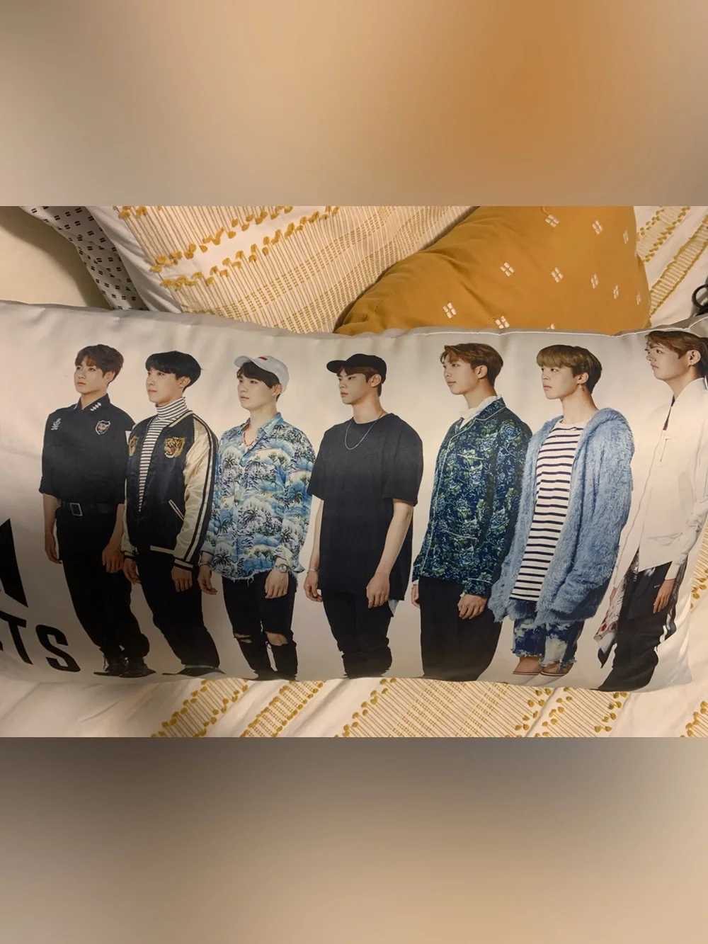 White Graphic K-Pop Fan Pillow - BTS Style